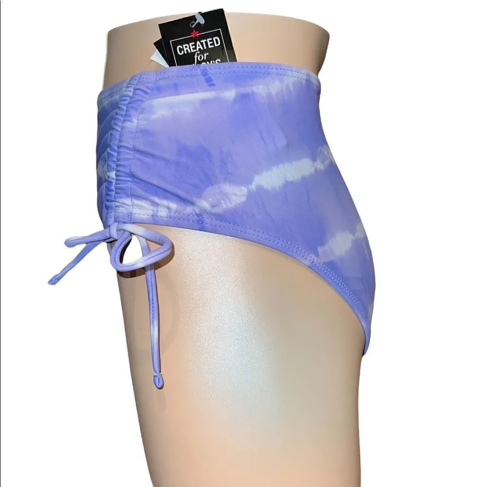 California Waves Juniors Tie-Dyed High-Waist Swim Bottoms Purple Medium NWT